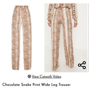 NWT Chocolate Snake Print Wide Leg Trousers